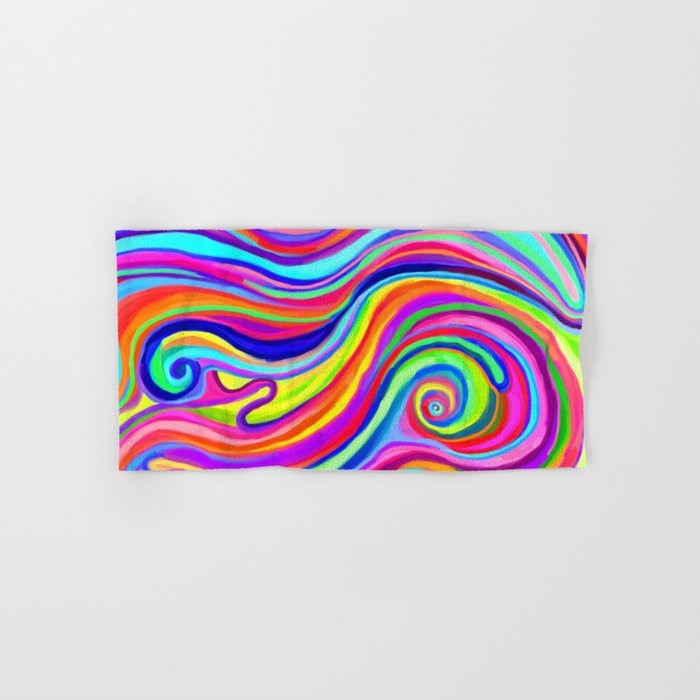 Trippy Swirly Rainbow Abstract Hand & Bath Towel
