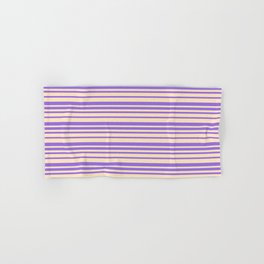 [ Thumbnail: Bisque & Purple Colored Lines/Stripes Pattern Hand & Bath Towel ]