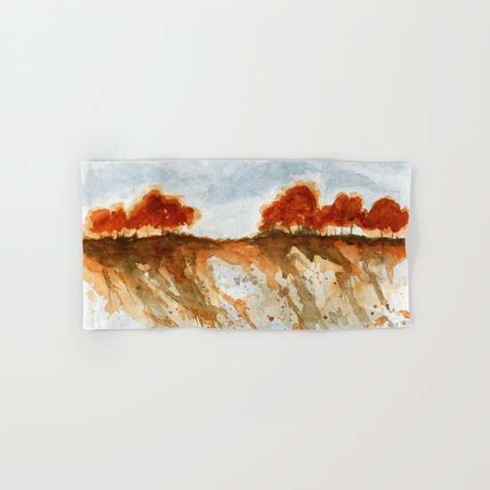 Firebranch Ridge, Watercolor Abstract Landscape Art Hand & Bath Towel