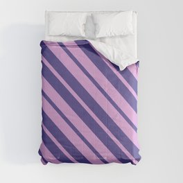 [ Thumbnail: Plum and Dark Slate Blue Colored Lines/Stripes Pattern Comforter ]