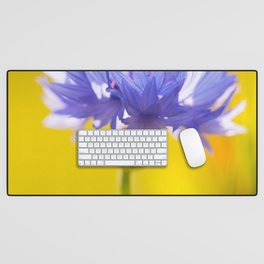 Only One - Blue Cornflower Yellow Bokeh Background #decor #society6 #buyart Desk Mat