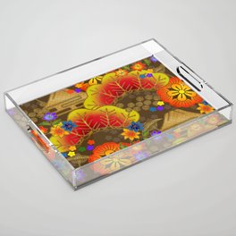 Japanese fall pattern on Brown Acrylic Tray