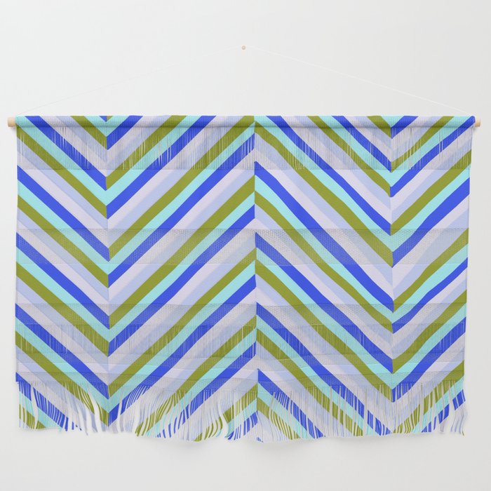 chevron stripes, olive & mint Wall Hanging