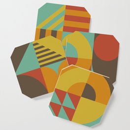 Bauhaus Art abstract pattern, vintage color style Coaster