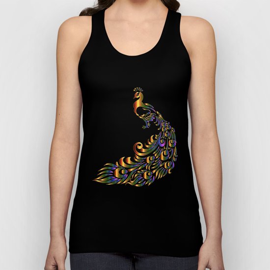 Peacock Gold with Blue and Purple Highlights Unisex Tank Top