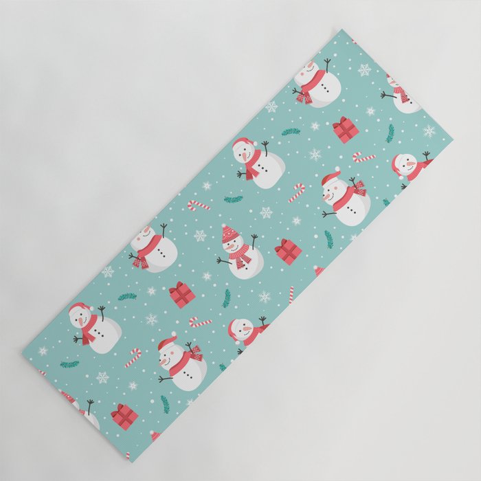 Seamless christmas snowman pattern  Yoga Mat