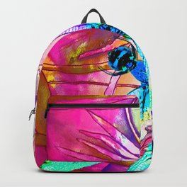 Dragonfly Dreams Backpack | Graphicdesign, Digital, Dragonfly, Nature, Acrylic, Collage, Flowers, Birdofparadise, Magenta 