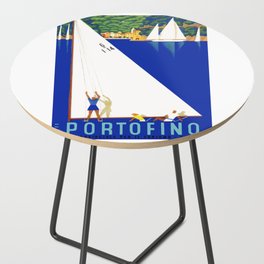 1941 PORTOFINO Italy Travel Poster Side Table