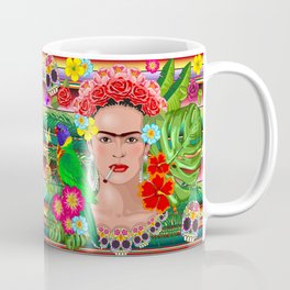 Frida Kahlo Floral Exotic Portrait Coffee Mug