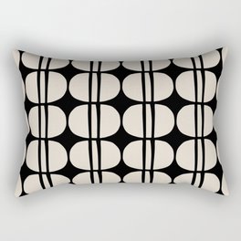 Mid Century Modern Geometric Pattern 157 Mid Mod Black and Linen White Rectangular Pillow