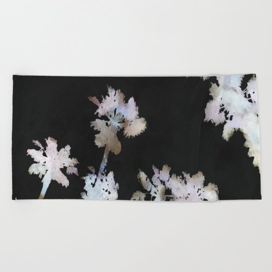 Tropical Palms On Black Background Beach Towel