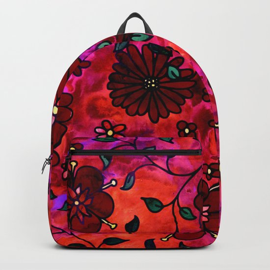 Red Small Flowers Backpack