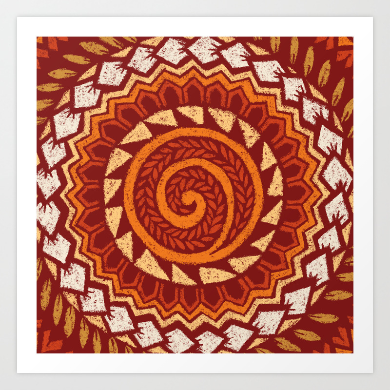 Retro Abstract 60s 70s Polynesian Tattoo Design Vintage Red Art