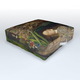 Ophelia, John Everett Millais Outdoor Floor Cushion | Preraphaelite, Ophelia, Williamshakespeare, Raphaelite, Play, Vintage, Garden, Hamlet, Nature, Millais 