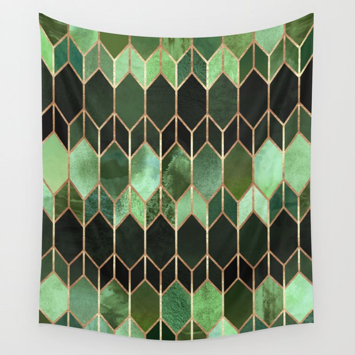 Stained Glass 5 - Forest Green Wall Tapestry