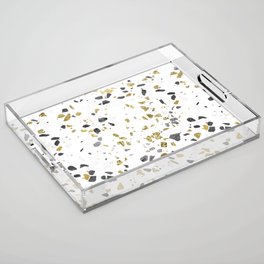 Black and Gold Terrazzo White Marble Acrylic Tray