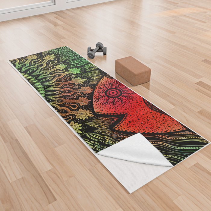 We Could All Use a Little Bit of Meditation (black-red-green) Yoga Towel