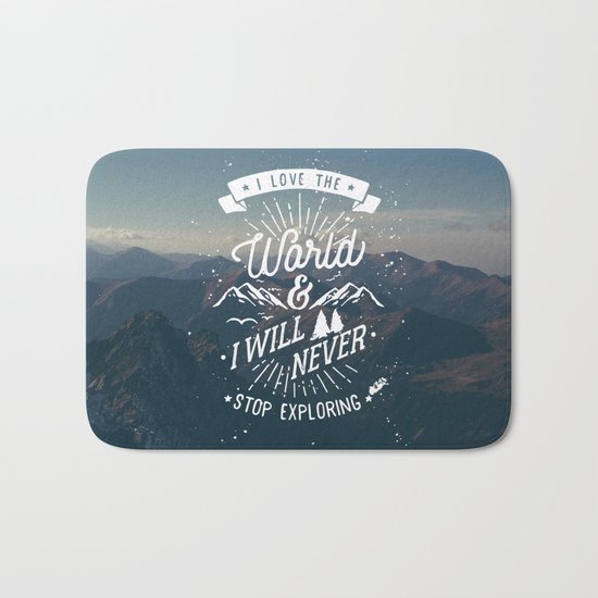 Inspirational Quote and Blue Mountains II Bath Mat
