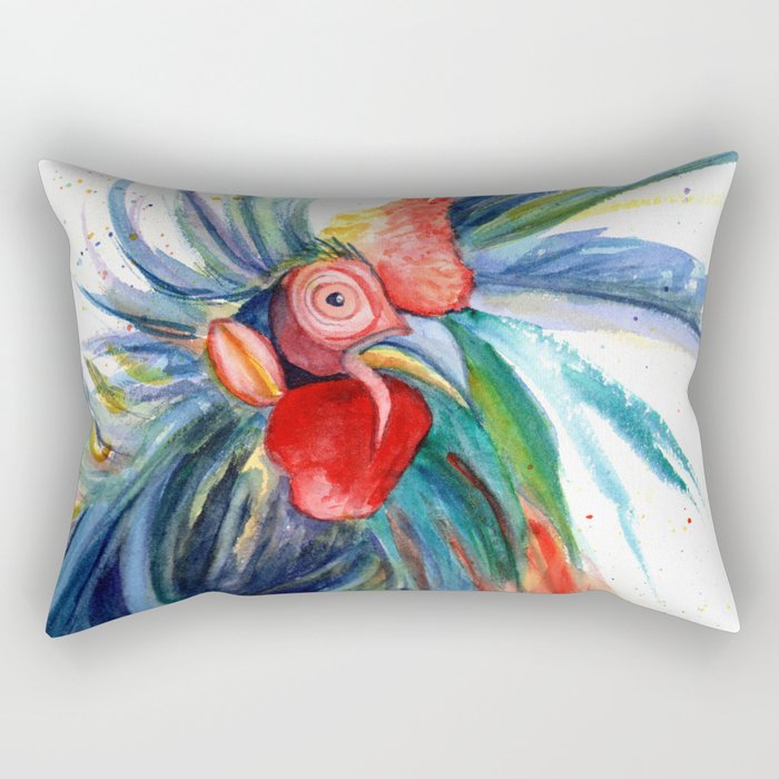 Crazy Kauai Rooster 3 Rectangular Pillow