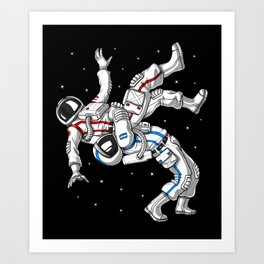 Wrestling Astronauts Art Print