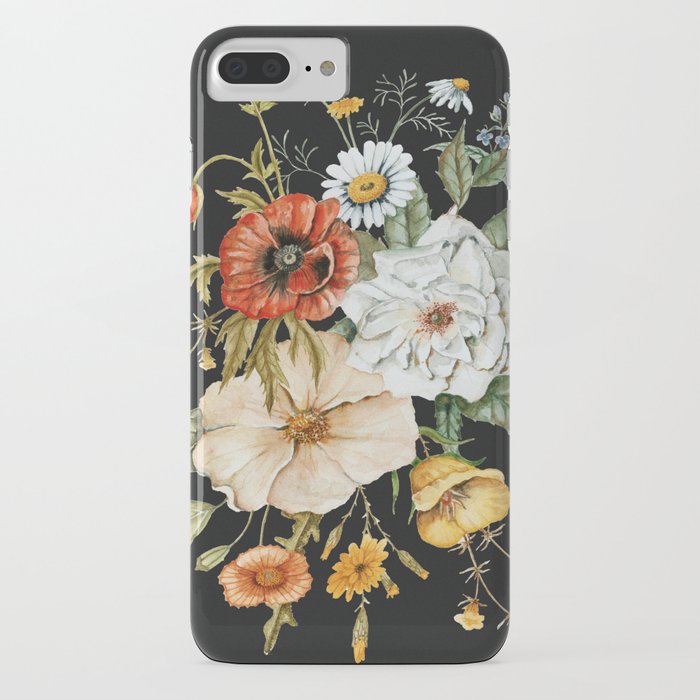 wildflower bouquet on charcoal iphone case