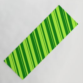[ Thumbnail: Light Green & Green Colored Striped Pattern Yoga Mat ]