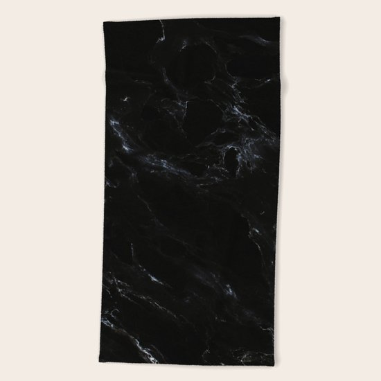 Black Marble Beach Towel