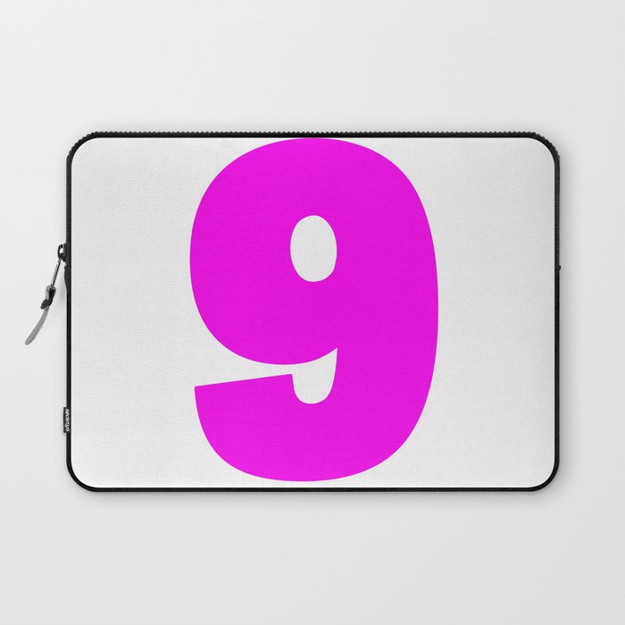 9 (Magenta & White Number) Laptop Sleeve