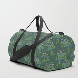 Frogs in Pond With Dragonflies & Lily Pads Duffle Bag