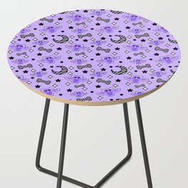 Magical kawaii spooky bats light purple Side Table