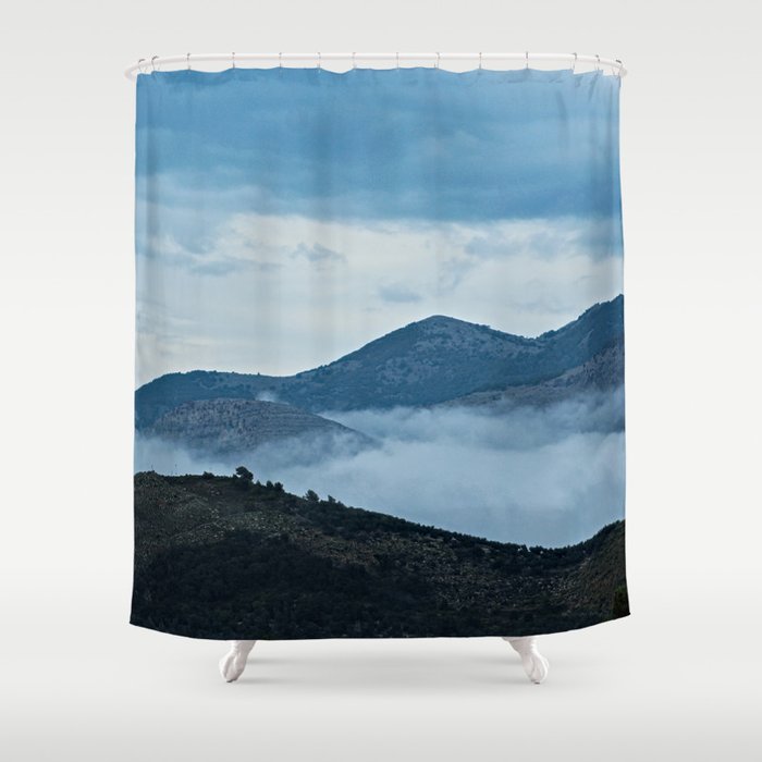 Hills Clouds Scenic Landscape Shower Curtain