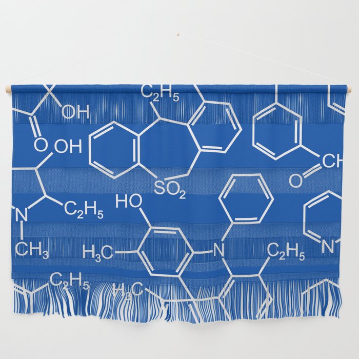 Chemistry chemical bond design pattern background blue Wall Hanging
