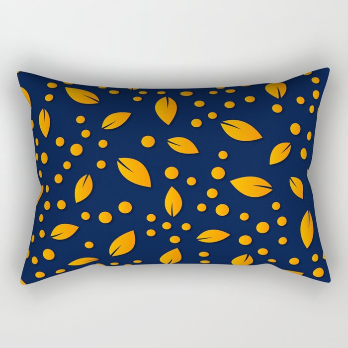 Orange & Yellow Colorful Leaf & Dotted Design Rectangular Pillow