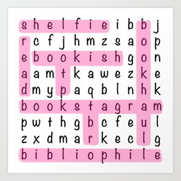 Bookstagram Word Search - Pink Art Print