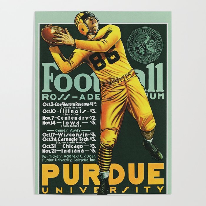 Vintage Purdue Football Print Poster
