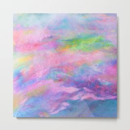 Pink Atmosphere Oil Pastel Drawing Metal Print | Abstractsky, Iridescent, Atmosphere, Drawing, Magenta, Pink, Coastal, Clouds, Summerair, Daybreak 