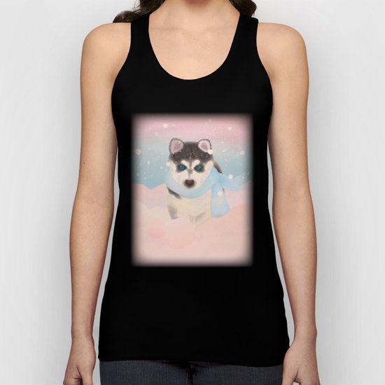 Husky Puppy in Snow Unisex Tank Top