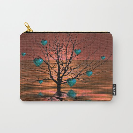 Magical Turquoise Heart Tree Carry-All Pouch