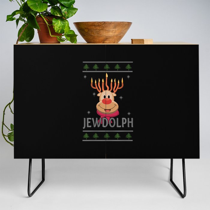 Jewdolph Menorah Reindeer Christmas Hanukkah 2021 Credenza