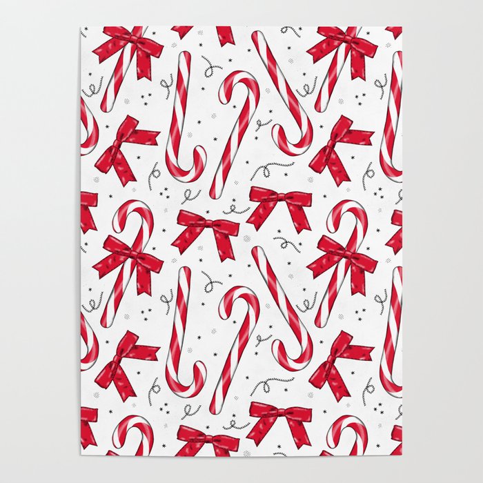 Candy Canes & Bows Poster by tartagain | Society6