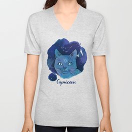 Cat Zodiac Capricorn V Neck T Shirt