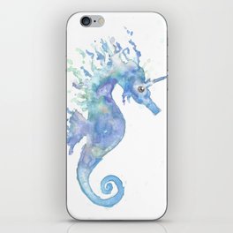 Dreamy Sea horse unicorn watercolor iPhone Skin