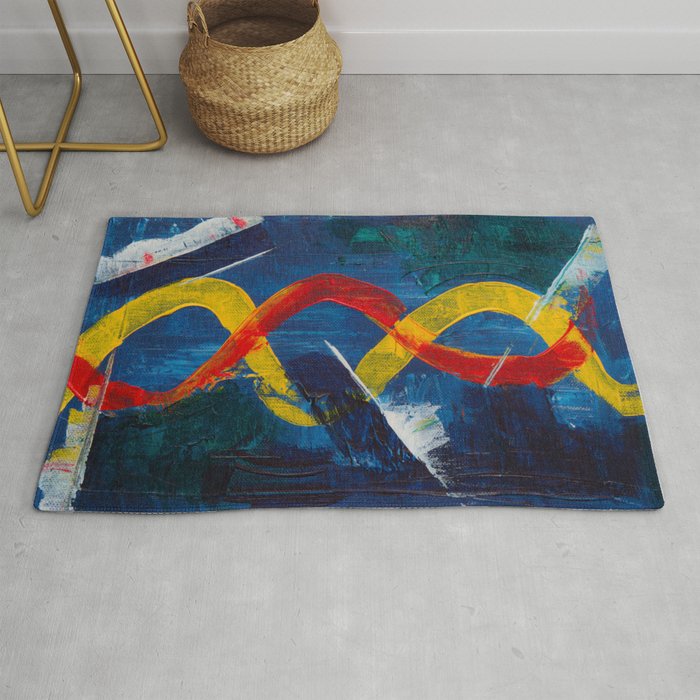 Blue Red Yellow Abstract Painting Rug