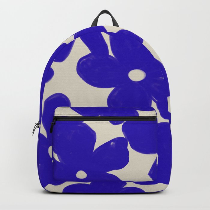 Groovy Eclectic Flowers in Navy Blue Backpack