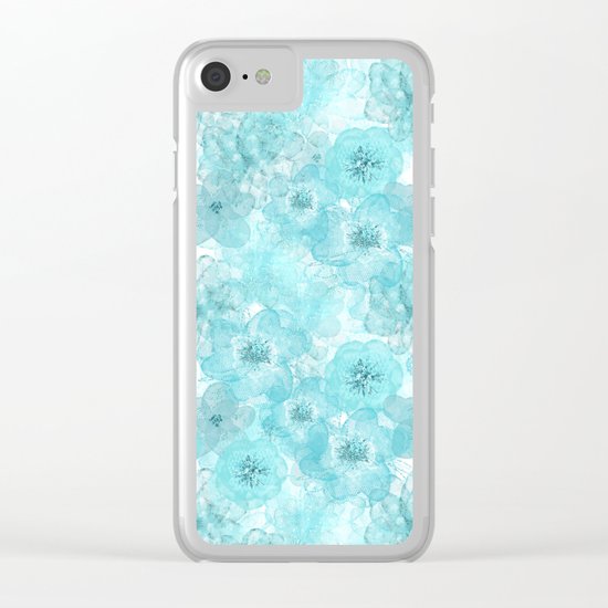Turquoise aqua flower lace pattern on #Society6 Clear iPhone Case
