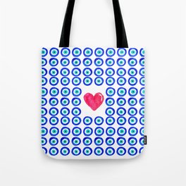 Evil Eye Protected Heart white background Tote Bag