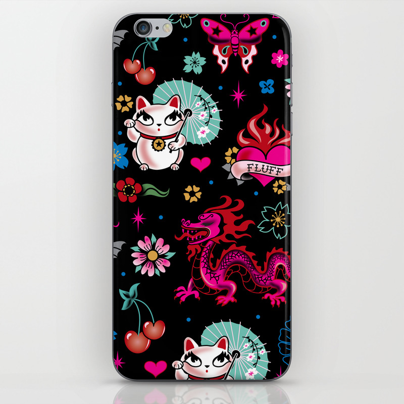 Lucky Cat Maneki Neko Dragons And Koi Fish Iphone Skin By Fluffshop Society6