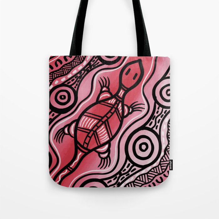 Authentic Aboriginal Art - Lizard Tote Bag