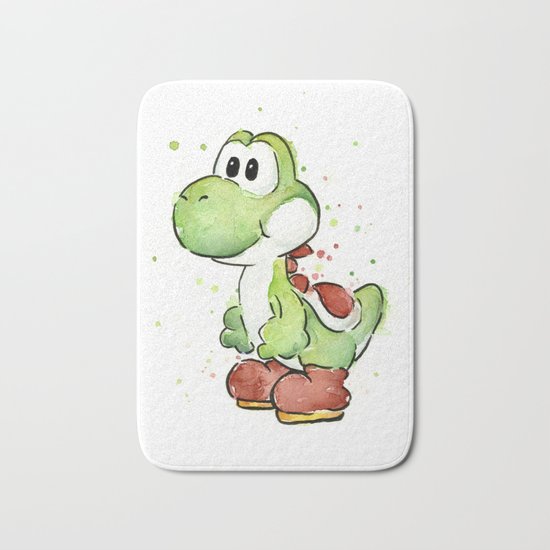 Yoshi Watercolor Mario Bath Mat