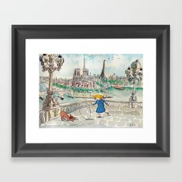Madeline true watercolor Paris Notre Dame Framed Art Print